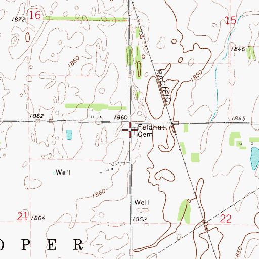 Topographic Map of Feldhut Cemetery, KS