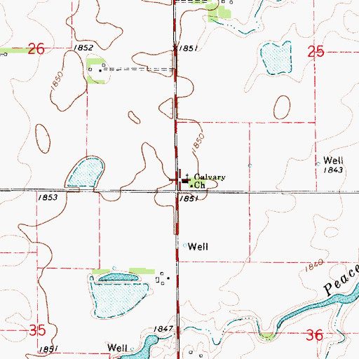 Topographic Map of Calvary Baptist Church, KS