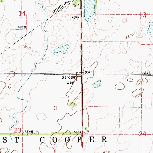 Topographic Map of Strobe Cemetery, KS