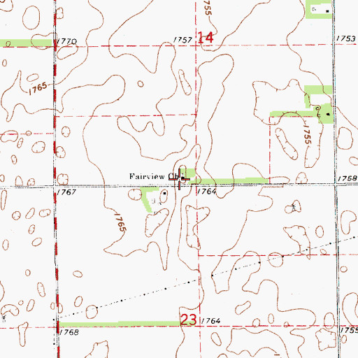 Topographic Map of Fairview Church, KS