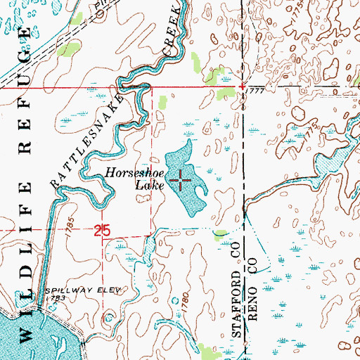 Topographic Map of Horseshoe Lake, KS