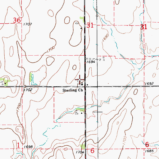 Topographic Map of Sterling Evangelical Bible Church, KS