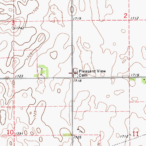 Topographic Map of Pleasant View Cemetery, KS