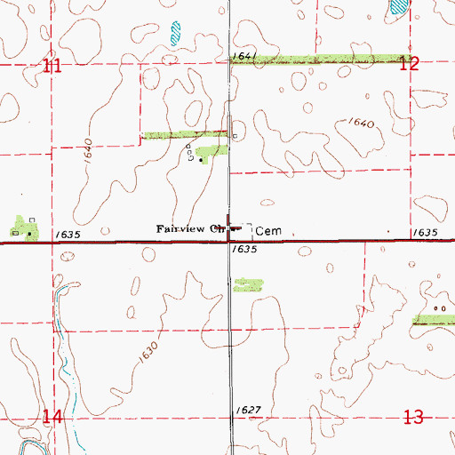 Topographic Map of Fairview United Methodist Church, KS