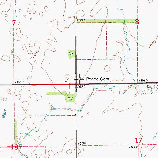 Topographic Map of Peace Cemetery, KS