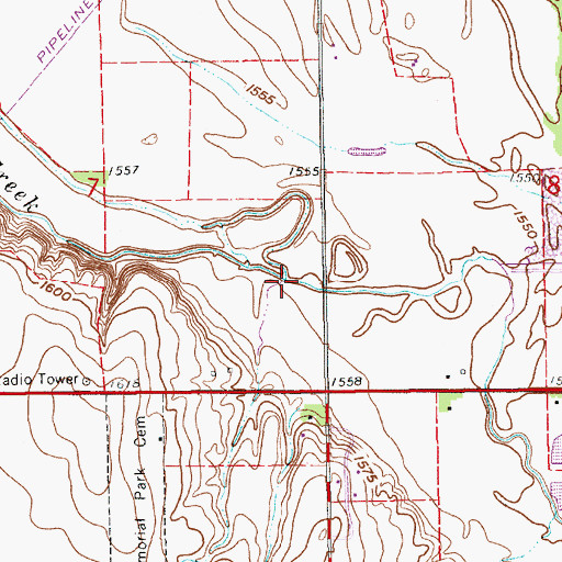 Topographic Map of Slough Creek, KS