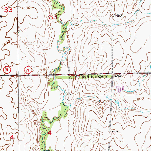 Topographic Map of McBride Cemetery, KS