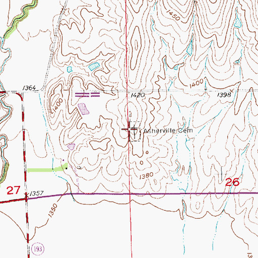 Topographic Map of Asherville Cemetery, KS