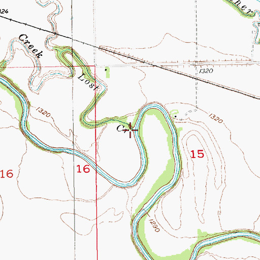 Topographic Map of Lost Creek, KS