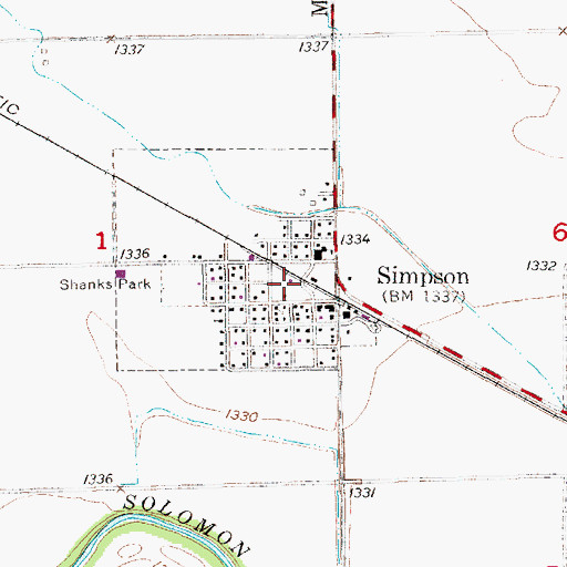Topographic Map of Simpson, KS