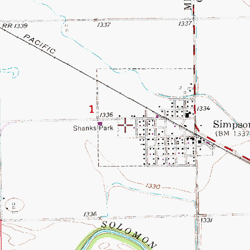 Topographic Map of Shanks Park, KS