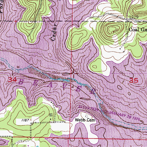 Topographic Map of Cedar Creek, AR