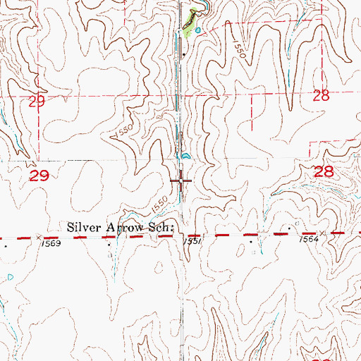 Topographic Map of Silver Arrow School, KS