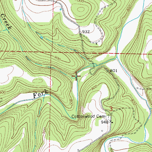Topographic Map of Cedar Creek, AR