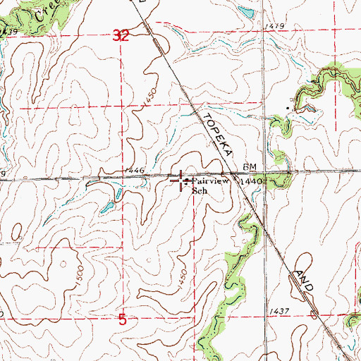 Topographic Map of Fairview Elementary School, KS