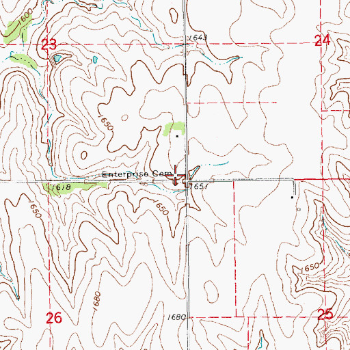 Topographic Map of Enterprise Cemetery, KS