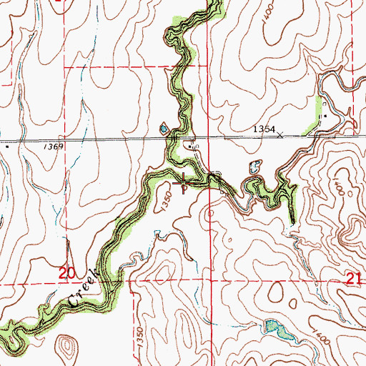 Topographic Map of East Pipe Creek, KS
