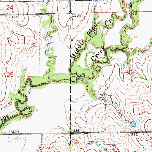 Topographic Map of Middle Pipe Creek, KS