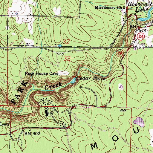 Topographic Map of Cedar Falls, AR