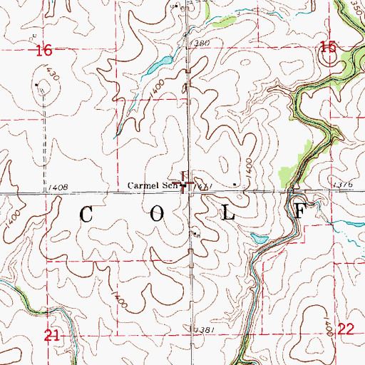 Topographic Map of Carmel School, KS