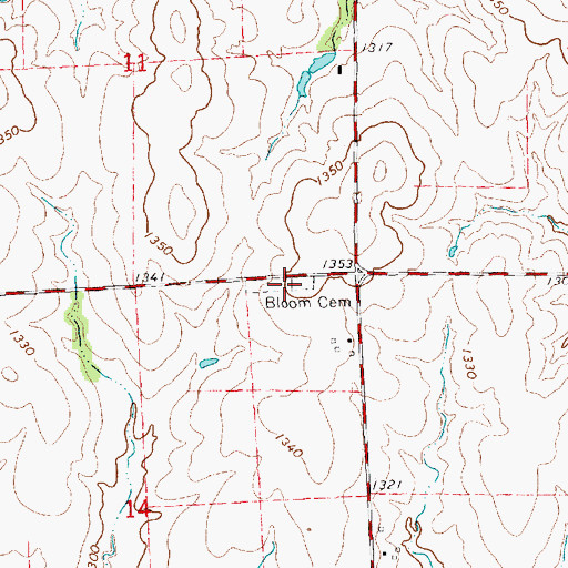 Topographic Map of Bloom Township Cemetery, KS