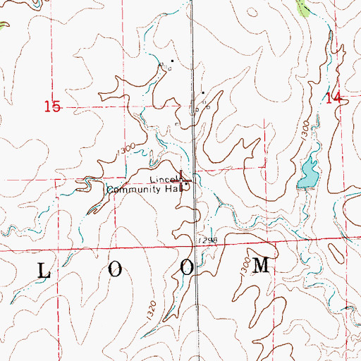 Topographic Map of Lincoln Community Hall, KS