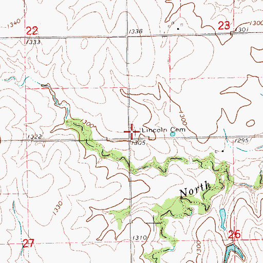 Topographic Map of Lincoln Cemetery, KS
