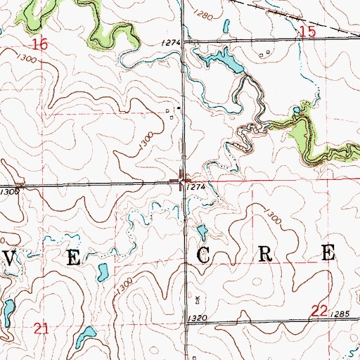 Topographic Map of Township of Five Creeks, KS