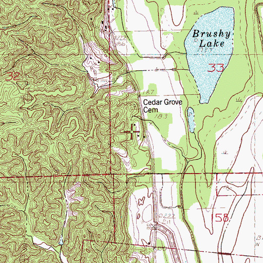 Topographic Map of Cedar Grove Cemetery, AR