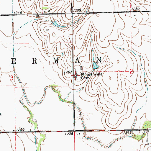 Topographic Map of Morganville Cemetery, KS
