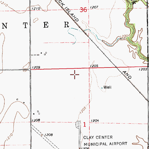 Topographic Map of Clay Center Municipal Airport, KS