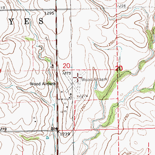 Topographic Map of Callaway Airpark, KS