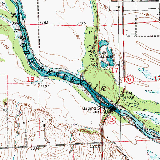Topographic Map of Huntress Creek, KS