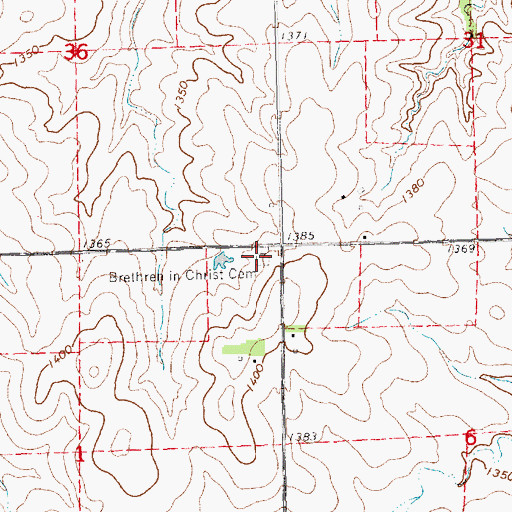 Topographic Map of Brethren in Christ Cemetery, KS