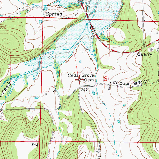 Topographic Map of Cedar Grove Cemetery, AR