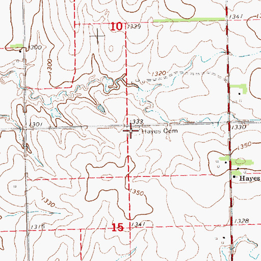 Topographic Map of Hayes Cemetery, KS