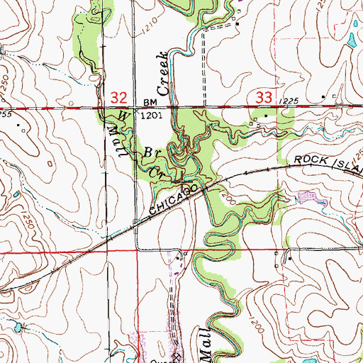 Topographic Map of West Branch Mall Creek, KS