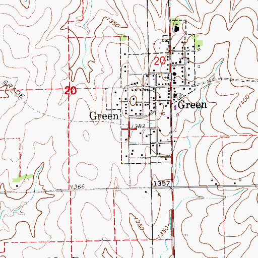 Topographic Map of Green, KS