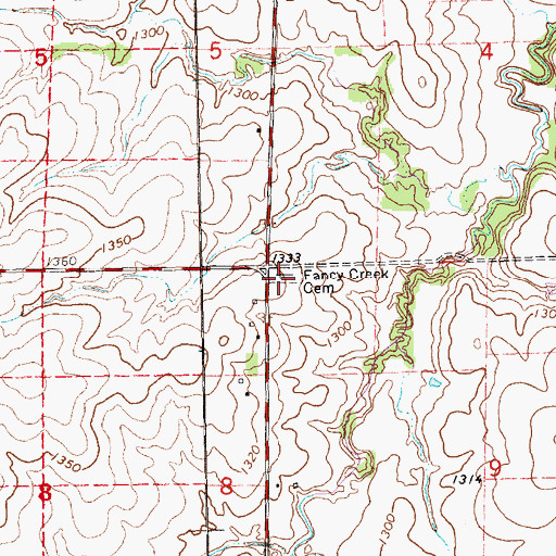 Topographic Map of Fancy Creek Cemetery, KS