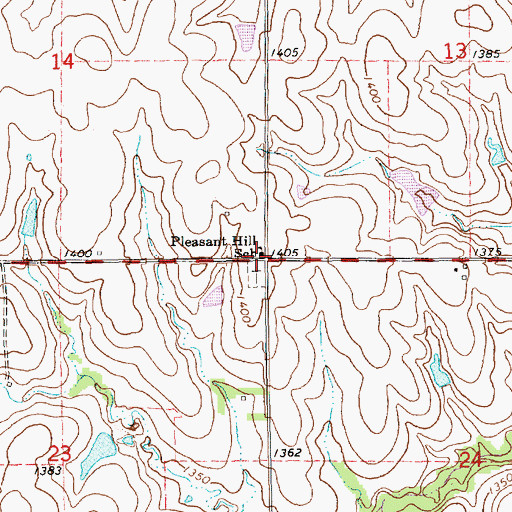 Topographic Map of Pleasant Hill School, KS
