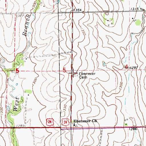 Topographic Map of Ebenezer Cemetery, KS