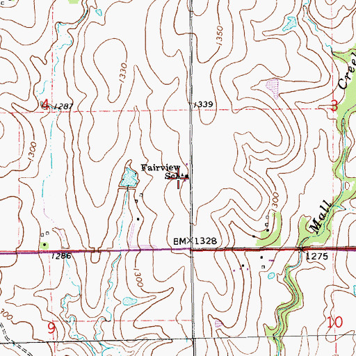 Topographic Map of Fairview Elementary School, KS