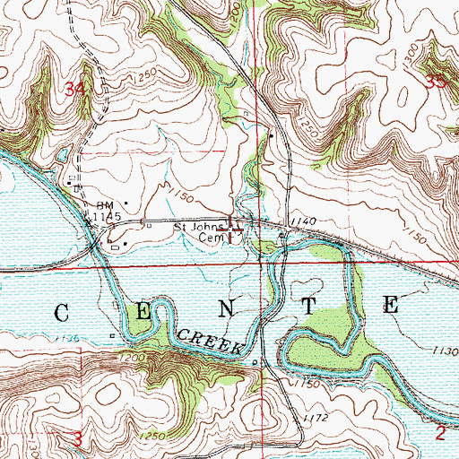 Topographic Map of Saint John's Cemetery, KS