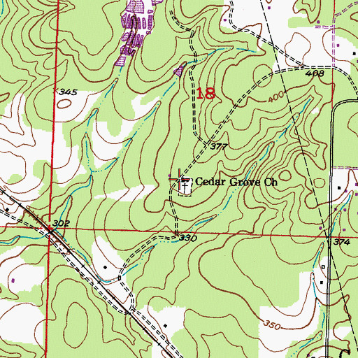 Topographic Map of Cedar Grove Church, AR