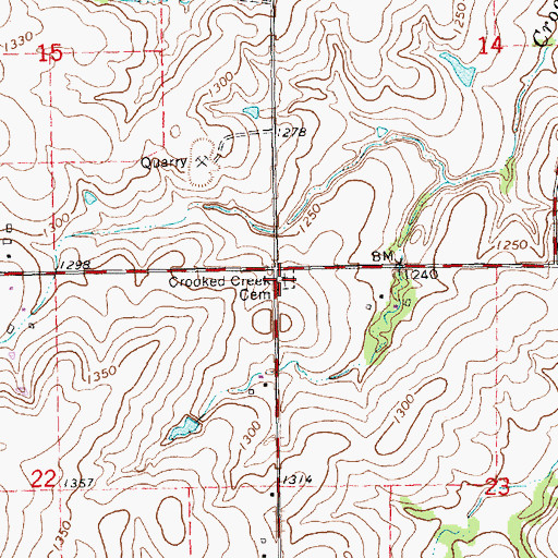 Topographic Map of Crooked Creek Cemetery, KS