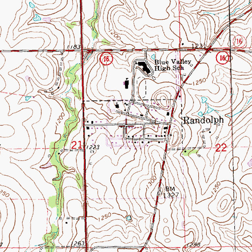 Topographic Map of Randolph, KS