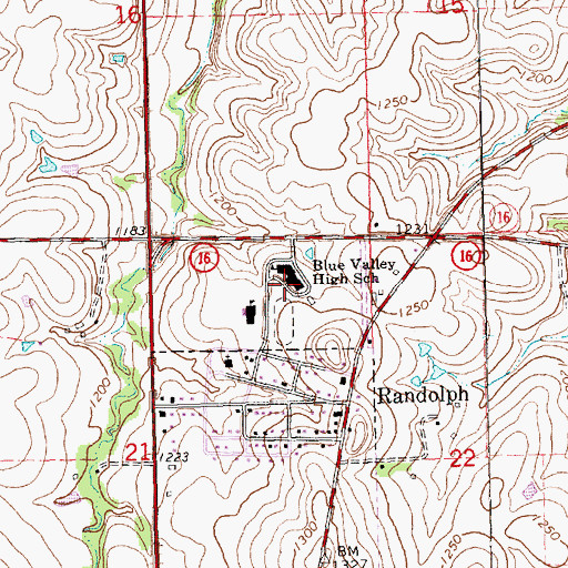 Topographic Map of Blue Valley High School, KS