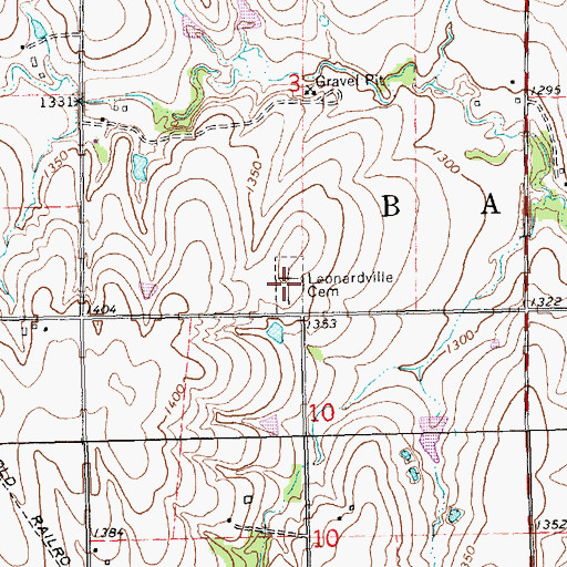 Topographic Map of Leonardville Cemetery, KS