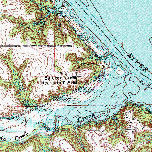 Topographic Map of Baldwin Creek Recreation Area, KS