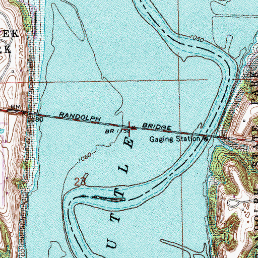 Topographic Map of Randolph Bridge, KS